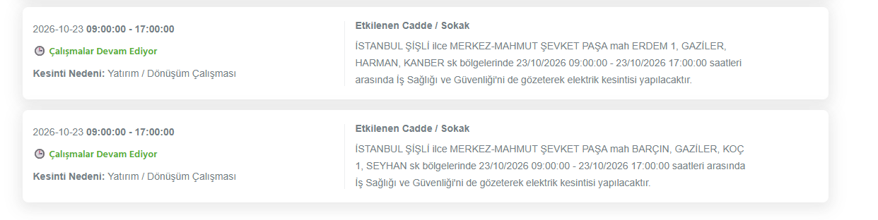 İstanbul elektrik kesintisi 23-24 Ekim! BEDAŞ elektrik kesintisi programı
