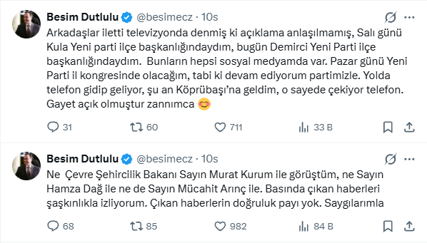 Besim Dutlulu'dan iddialara cevap! Manisa AK Parti'ye mi geçiyor?