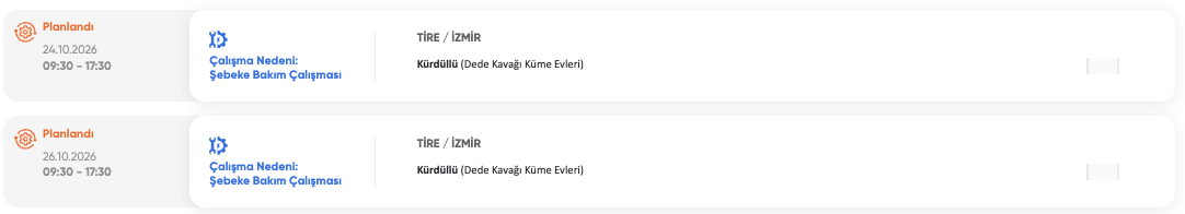 İzmir elektrik kesintisi 24, 25, 26 Ekim GDZ Elektrik (Bergama, Bayındır, Bornova, Karabağlar, Ödemiş, Seferihisar, Urla)