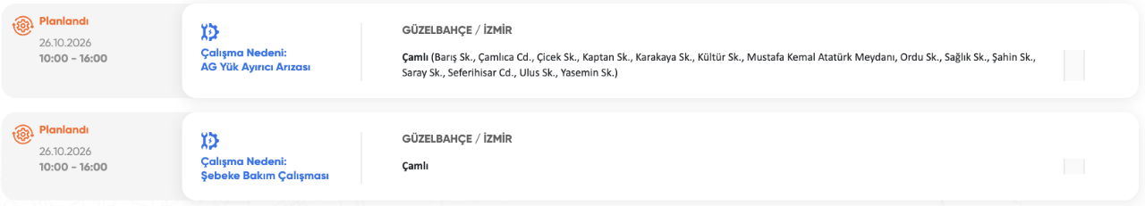 İzmir elektrik kesintisi 24, 25, 26 Ekim GDZ Elektrik (Bergama, Bayındır, Bornova, Karabağlar, Ödemiş, Seferihisar, Urla)