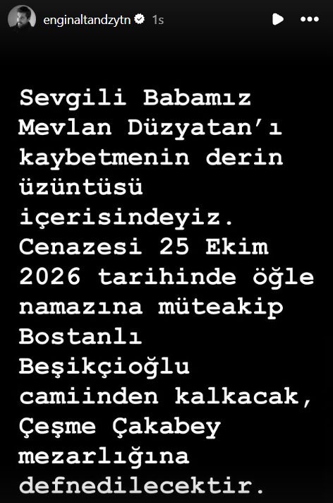 Engin Altan Düzyatan'ın acı günü! Cenaze bilgilerini hesabından paylaştı