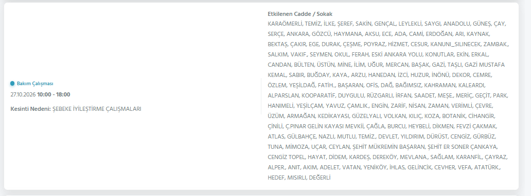 Ankara elektrik kesintisi 26-27 Ekim! Başkent EDAŞ ilçe ilçe kesinti listesini açıkladı