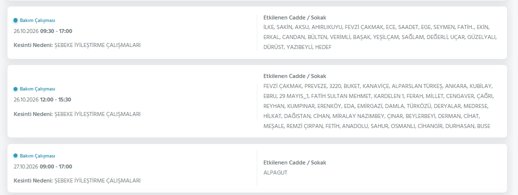 Ankara elektrik kesintisi 26-27 Ekim! Başkent EDAŞ ilçe ilçe kesinti listesini açıkladı