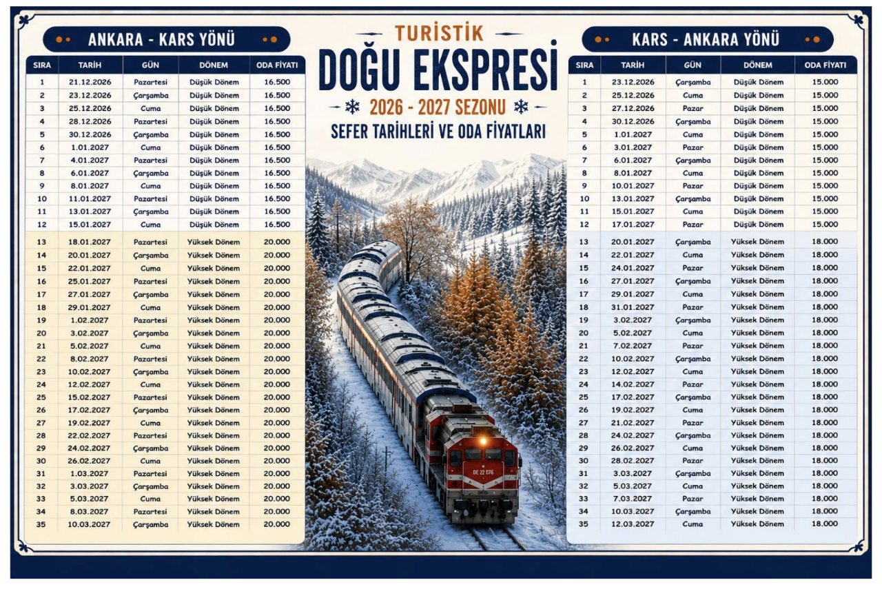 Doğu Ekspresi bilet fiyatları ne kadar? Biletler bugün satışa çıkıyor!