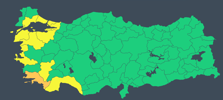 27 Ekim 2026 sarı ve turuncu kod ile uyarı alan iller