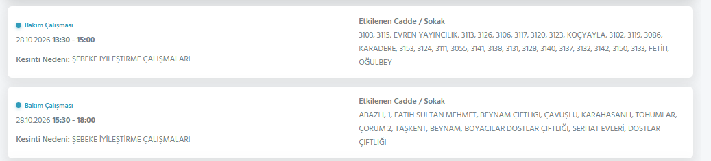 Ankara elektrik kesintisi 28-29 Ekim! Başkent EDAŞ elektrik kesintisi programı