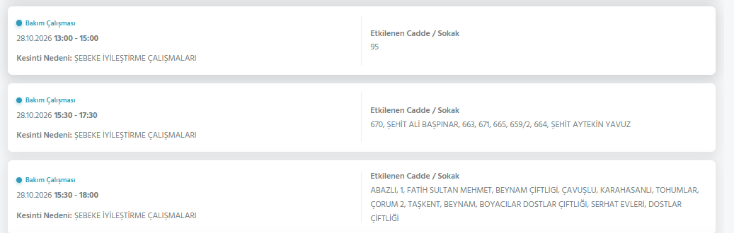 Ankara elektrik kesintisi 28-29 Ekim! Başkent EDAŞ elektrik kesintisi programı