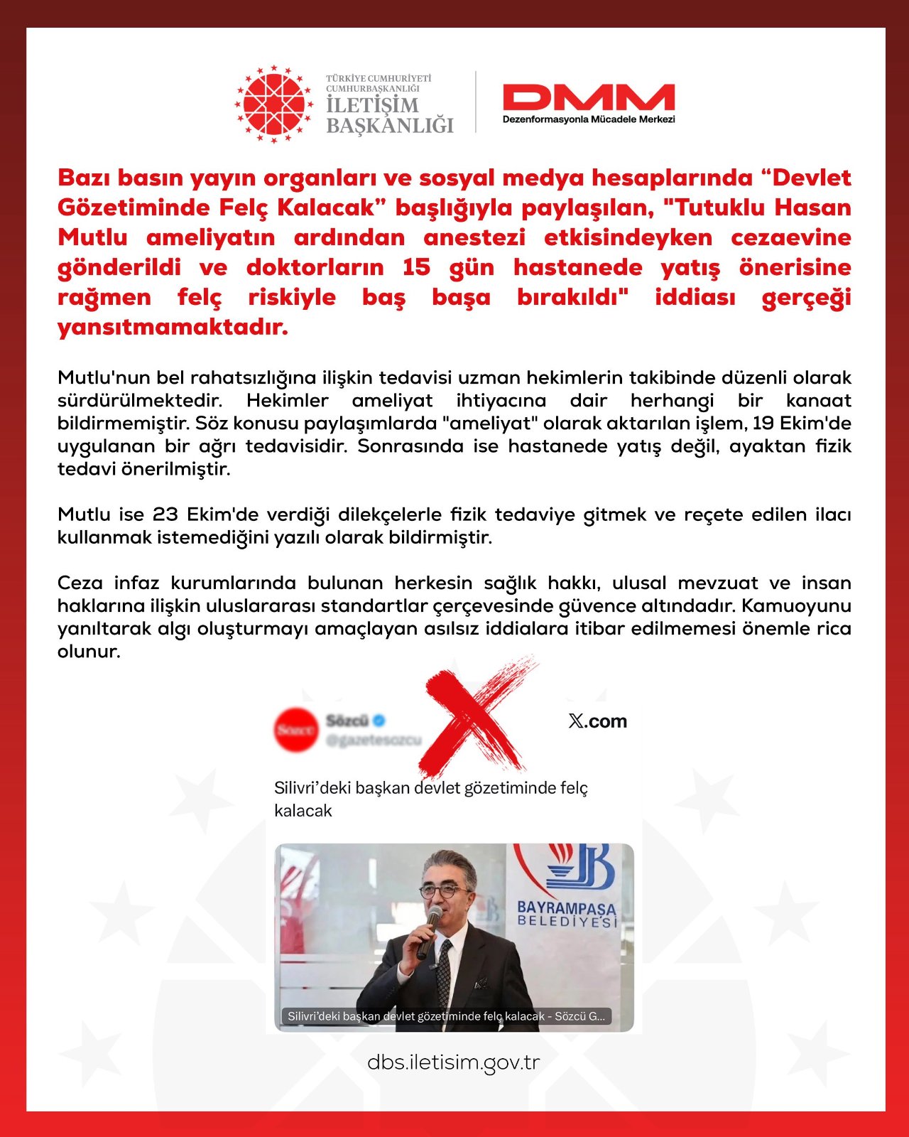 DMM'den Hasan Mutlu hakkındaki 'felç riski' iddiasına yalanlama