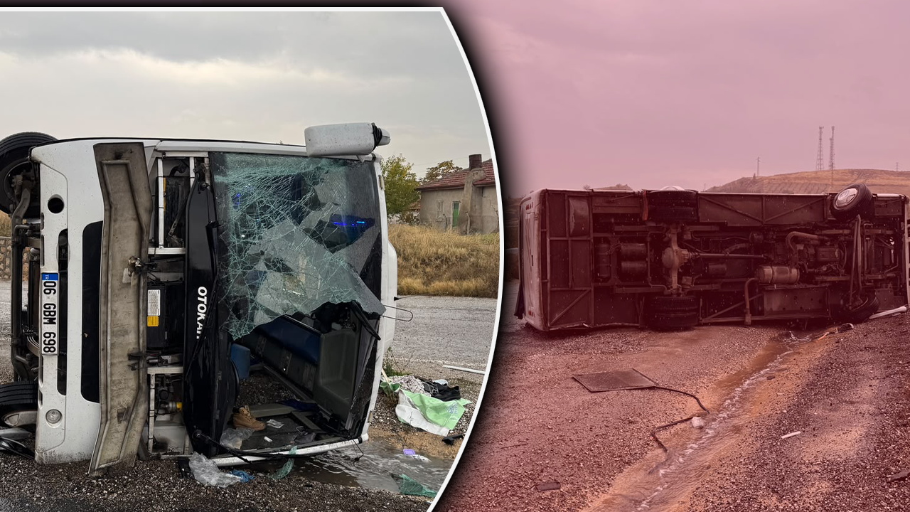 Sağanak sonrası feci kaza, işçi servisi devrildi! 15 yaralı