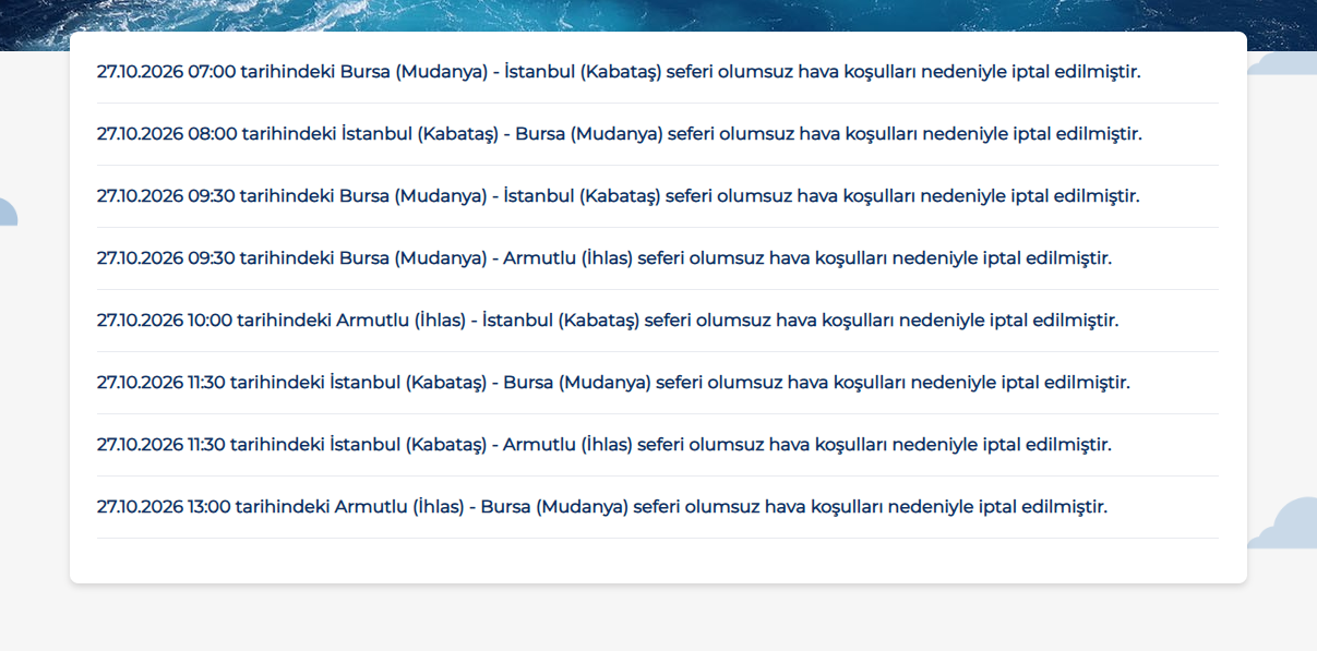 Vapur seferleri iptal mi? 27 Ekim Şehir Hatları, İDO, BUDO iptal olan seferler