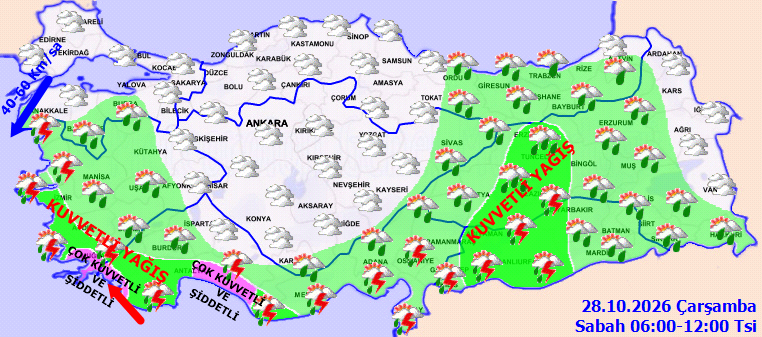 Bugün yağmur var mı, hava nasıl? Hava durumu tahmini il il 28 Ekim 2026