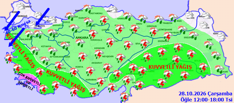 Bugün yağmur var mı, hava nasıl? Hava durumu tahmini il il 28 Ekim 2026