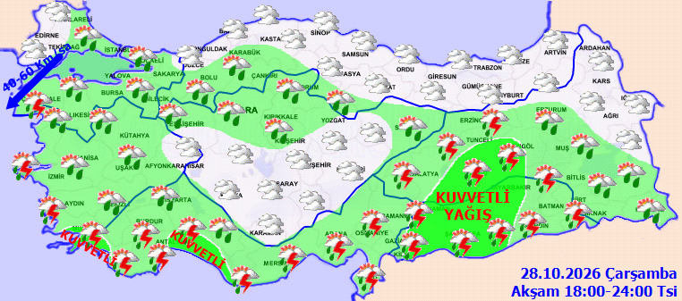 Bugün yağmur var mı, hava nasıl? Hava durumu tahmini il il 28 Ekim 2026