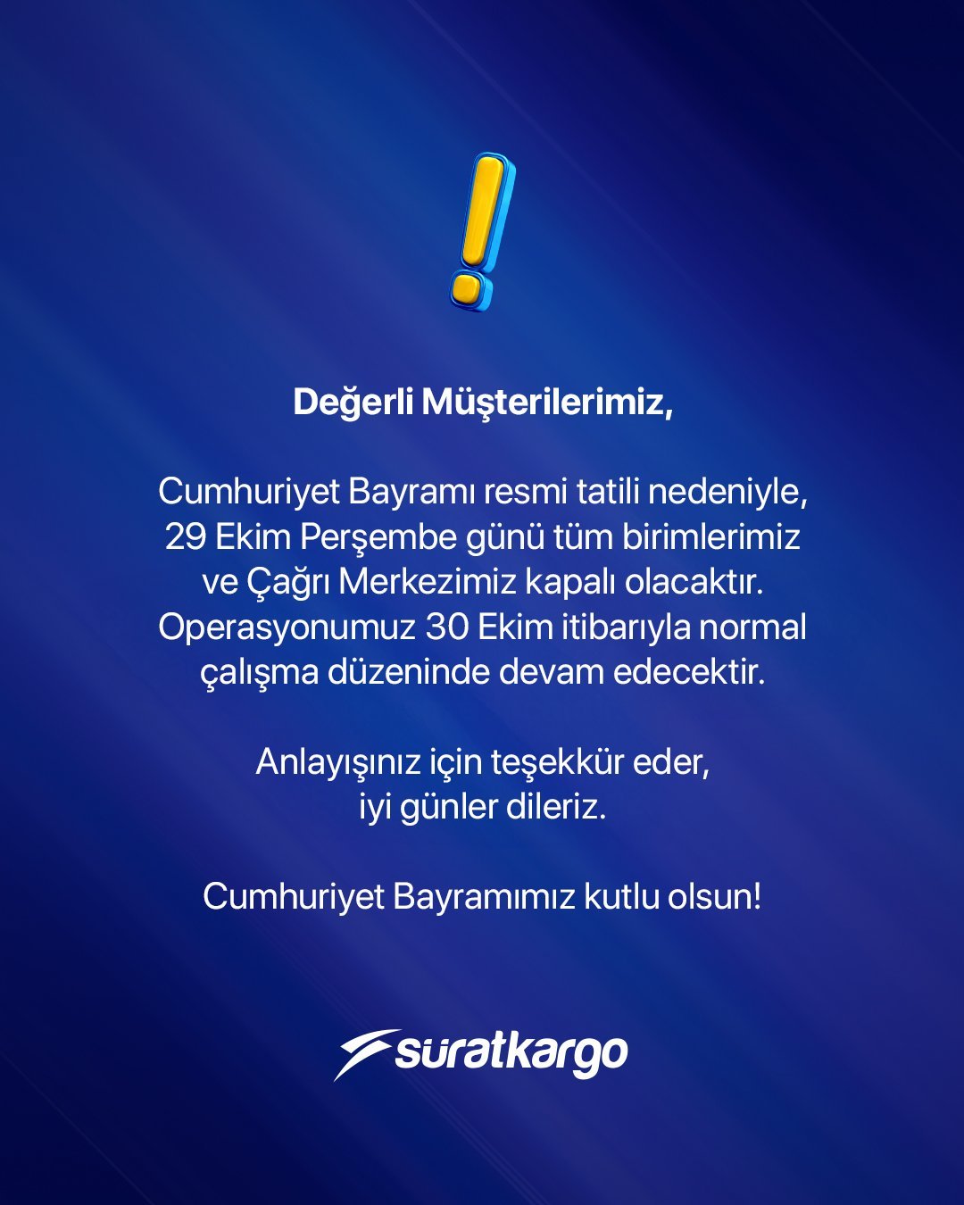 Yarın kargolar açık mı, çalışıyor mu? 29 Ekim kargoların çalışma durumu