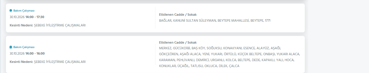 Ankara elektrik kesintisi 30-31 Ekim Başkent EDAŞ (Gölbaşı, Keçiören, Mamak, Etimesgut...)