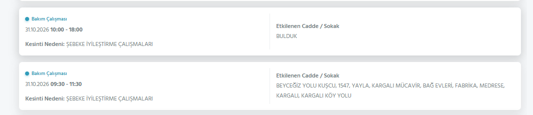 Ankara elektrik kesintisi 30-31 Ekim Başkent EDAŞ (Gölbaşı, Keçiören, Mamak, Etimesgut...)