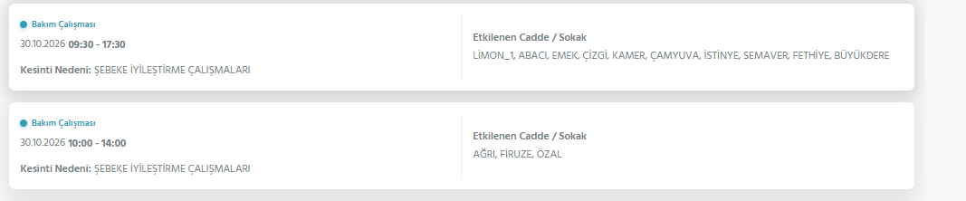 Ankara elektrik kesintisi 30-31 Ekim Başkent EDAŞ (Gölbaşı, Keçiören, Mamak, Etimesgut...)