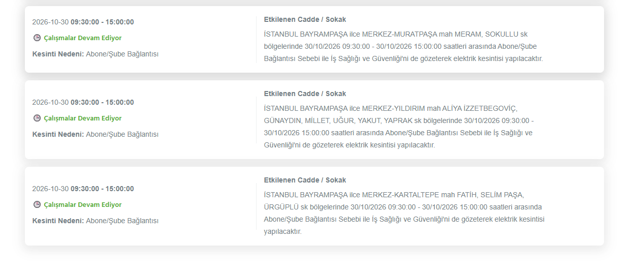 BEDAŞ İstanbul elektrik kesintisi 30 Ekim! 12 ilçede 8 saat sürecek