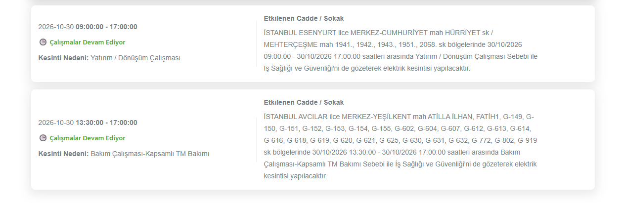 BEDAŞ İstanbul elektrik kesintisi 30 Ekim! 12 ilçede 8 saat sürecek