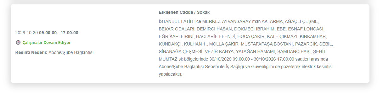 BEDAŞ İstanbul elektrik kesintisi 30 Ekim! 12 ilçede 8 saat sürecek