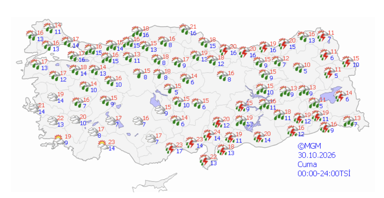 Bugün yağmur var mı? 30 Ekim İstanbul, Ankara, İzmir, Antalya, Bursa hava durumu