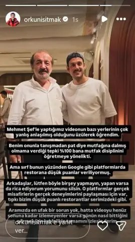 Videodaki kriz Mehmet Şef’in restoran puanlarını düşürdü! Orkun Işıtmak takipçilerine seslendi
