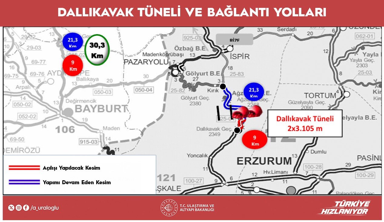 Dallıkavak Tüneli hizmete açılıyor! 20 dakikalık yol 5 dakikaya düşecek