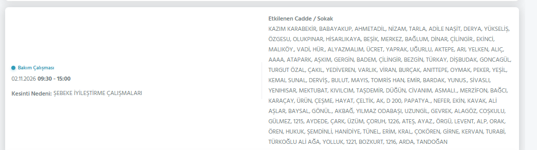 Ankara elektrik kesintisi 1-2 Kasım! Başkent EDAŞ elektrik kesintisi yaşanan ilçeler