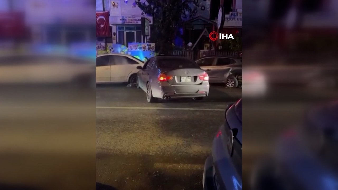 Beylikdüzü'nde drift yapıp 3 araca çarparak kaçtı! Kovalamaca anı kask kamerasında