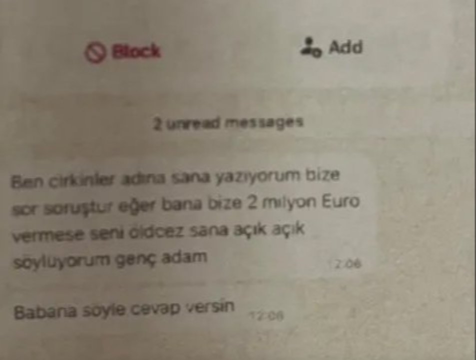 Çirkinler in, Zen Pırlanta sahiplerine attığı tehdit mesajları ortaya çıktı: Arabanızla havaya uçururuz