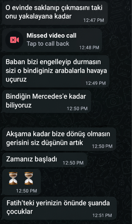 Çirkinler in, Zen Pırlanta sahiplerine attığı tehdit mesajları ortaya çıktı: Arabanızla havaya uçururuz