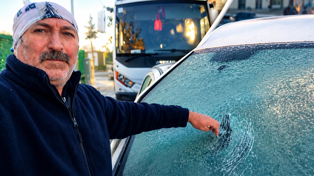 Sabaha buzla uyandılar: Eksi 7 derecede araçların camları dondu