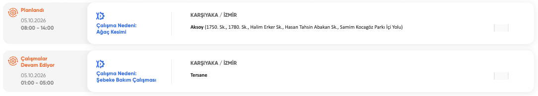 İzmir elektrik kesintisi 5-6-7 Ekim GDZ Elektrik (Bornova, Buca, Ödemiş, Bayraklı, Bayındır, Tire, Kiraz, Bergama, Urla, Çeşme, Aliağa, Kınık, Karaburun, Menderes)