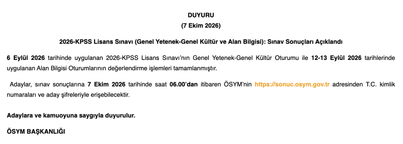 2026 KPSS Lisans sonuçları açıklandı! Hangi soru iptal edildi, merkezi atama tercihleri ne zaman?