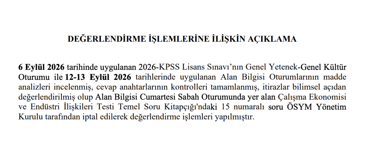 2026 KPSS Lisans sonuçları açıklandı! Hangi soru iptal edildi, merkezi atama tercihleri ne zaman?