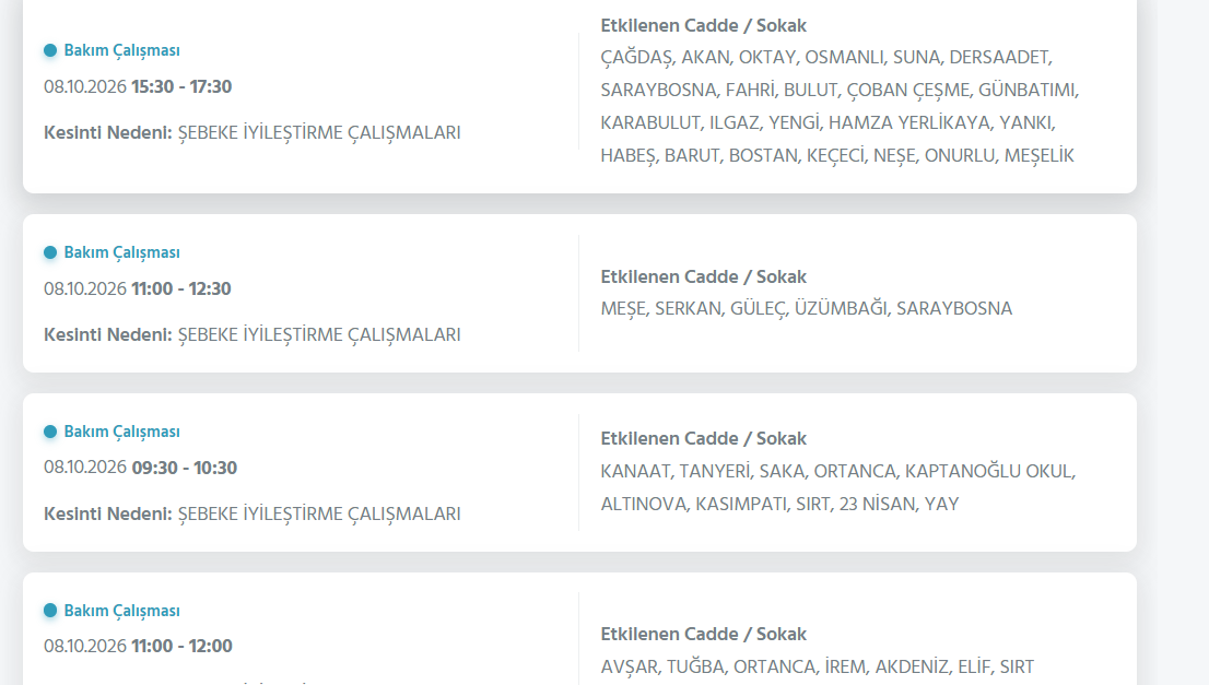İstanbul elektrik kesintisi 8-9-10 Ekim! BEDAŞ, AYEDAŞ planlı elektrik kesintisi programı