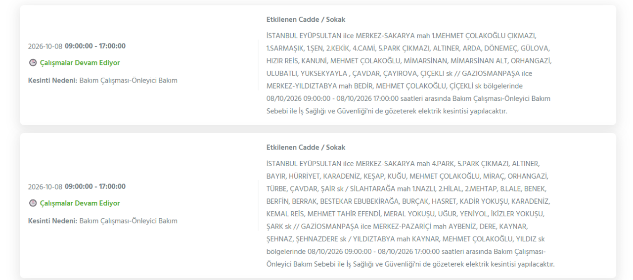 İstanbul elektrik kesintisi 8-9-10 Ekim! BEDAŞ, AYEDAŞ planlı elektrik kesintisi programı