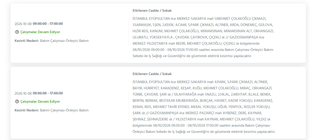 İstanbul elektrik kesintisi 8-9-10 Ekim! BEDAŞ, AYEDAŞ planlı elektrik kesintisi programı