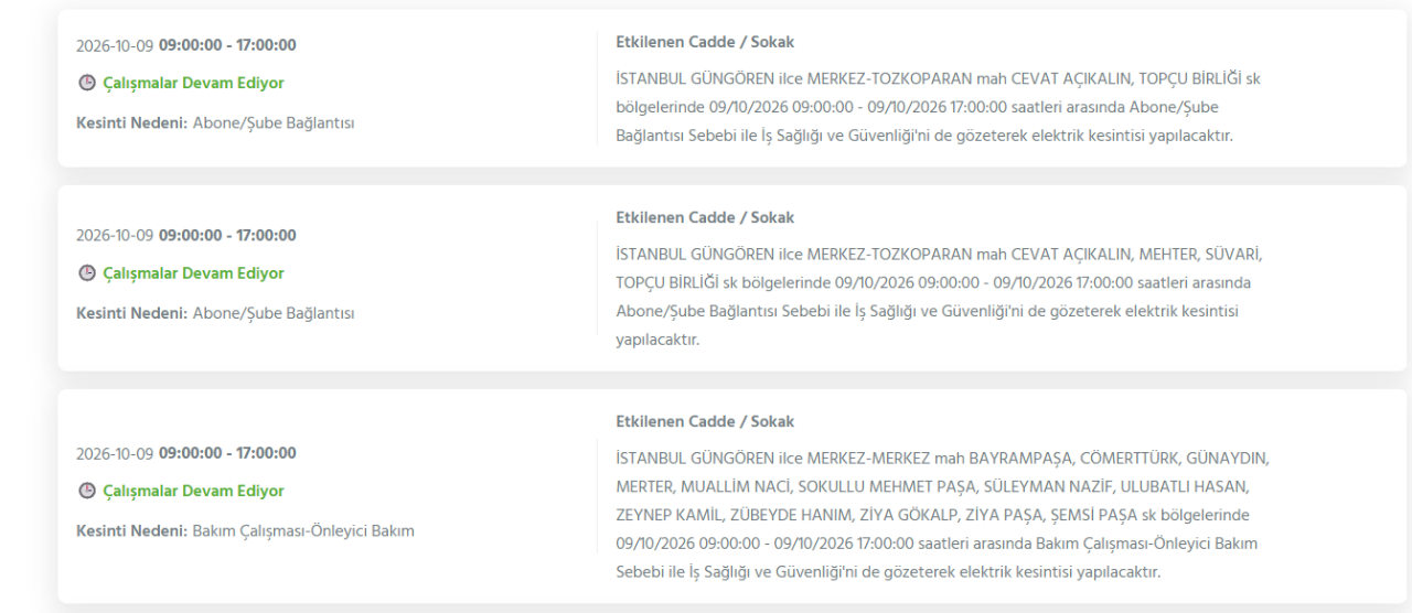 İstanbul elektrik kesintisi 8-9-10 Ekim! BEDAŞ, AYEDAŞ planlı elektrik kesintisi programı