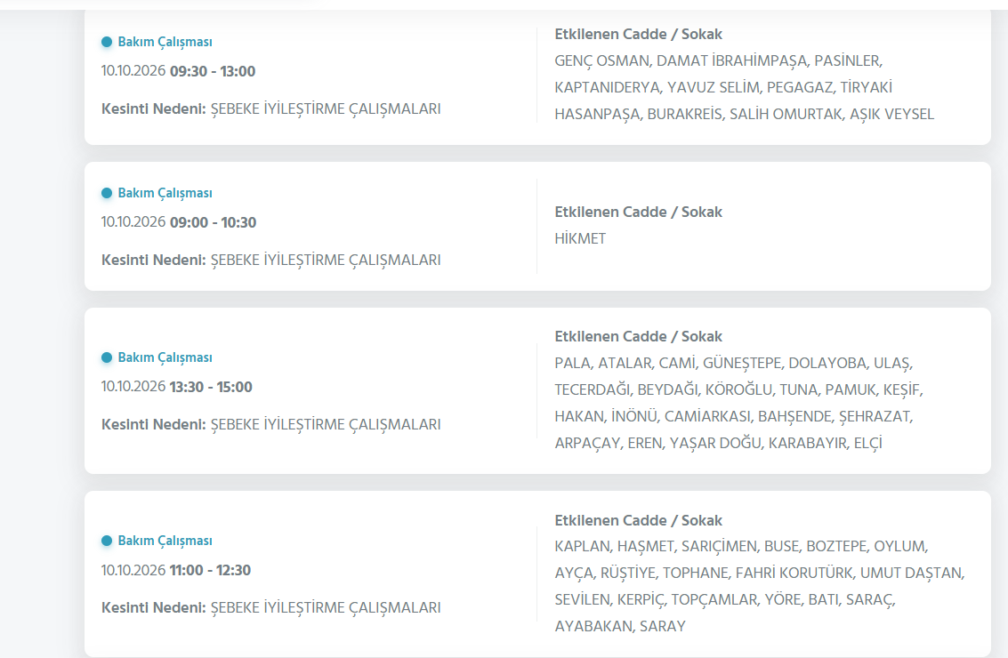 İstanbul elektrik kesintisi 8-9-10 Ekim! BEDAŞ, AYEDAŞ planlı elektrik kesintisi programı
