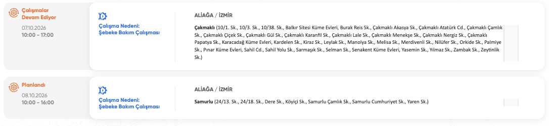 İzmir elektrik kesintisi 8, 9, 10 Ekim GDZ Elektrik (Buca, Tire, Bayındır, Ödemiş, Bornova, Kemalpaşa, Konak, Çeşme, Menderes, Urla, Karabağlar, Seferihisar) planlı kesinti