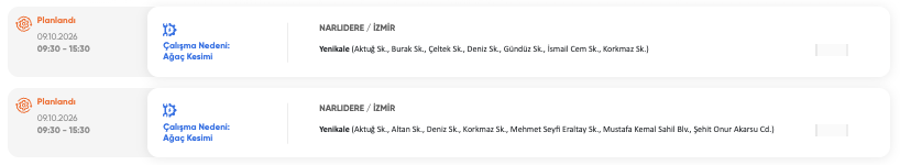 İzmir elektrik kesintisi 8, 9, 10 Ekim GDZ Elektrik (Buca, Tire, Bayındır, Ödemiş, Bornova, Kemalpaşa, Konak, Çeşme, Menderes, Urla, Karabağlar, Seferihisar) planlı kesinti