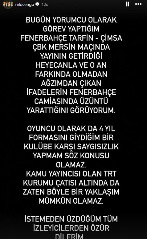 Nilay Kartaltepe'nin Instagram paylaşımı