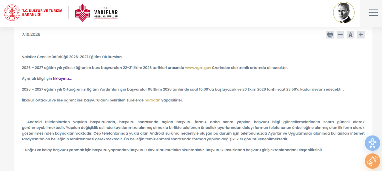 VGM üniversite burs başvuru takvimi belli oldu! VGM yükseköğrenim burs başvuruları ne zaman başlayacak?