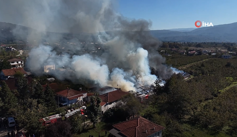 Düzce’de ahşap fabrikasında yangın! Müdahale devam ediyor