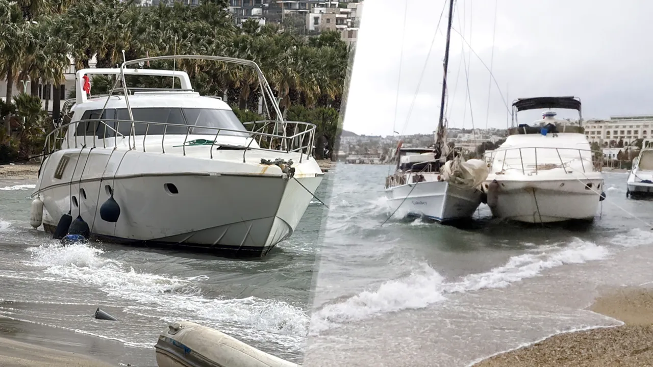 Meteoroloji uyarmıştı, fırtına vurdu: Milyonluk tekneler kıyıya sürüklendi