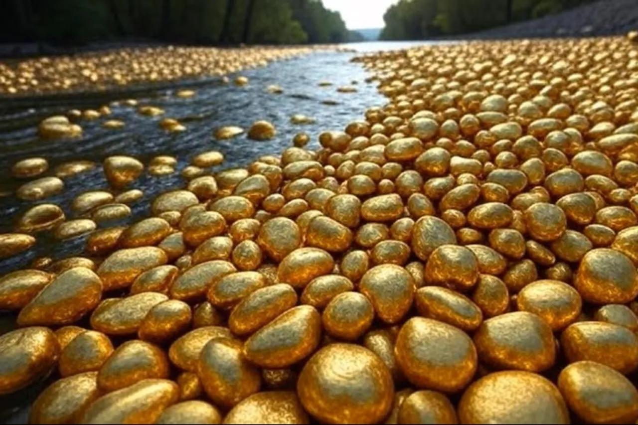 Nehir yatağında ortaya çıktı: Gelen altını kovayla topluyor