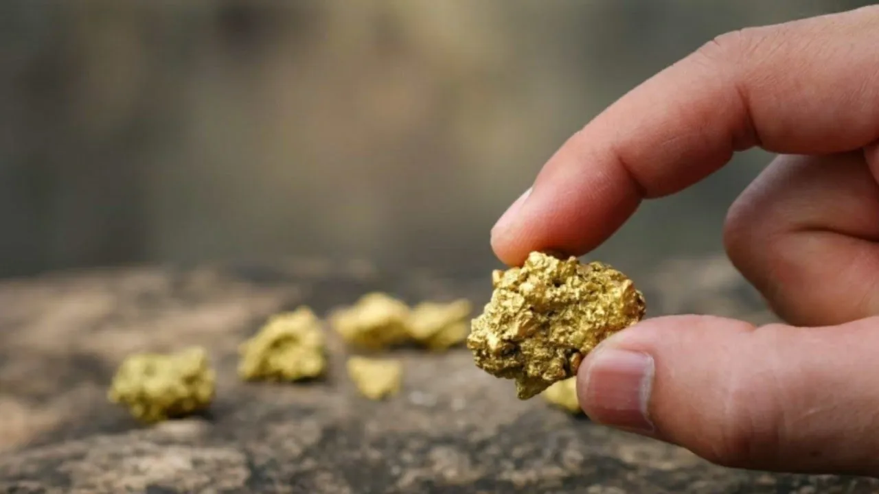 Nehir yatağında ortaya çıktı: Gelen altını kovayla topluyor