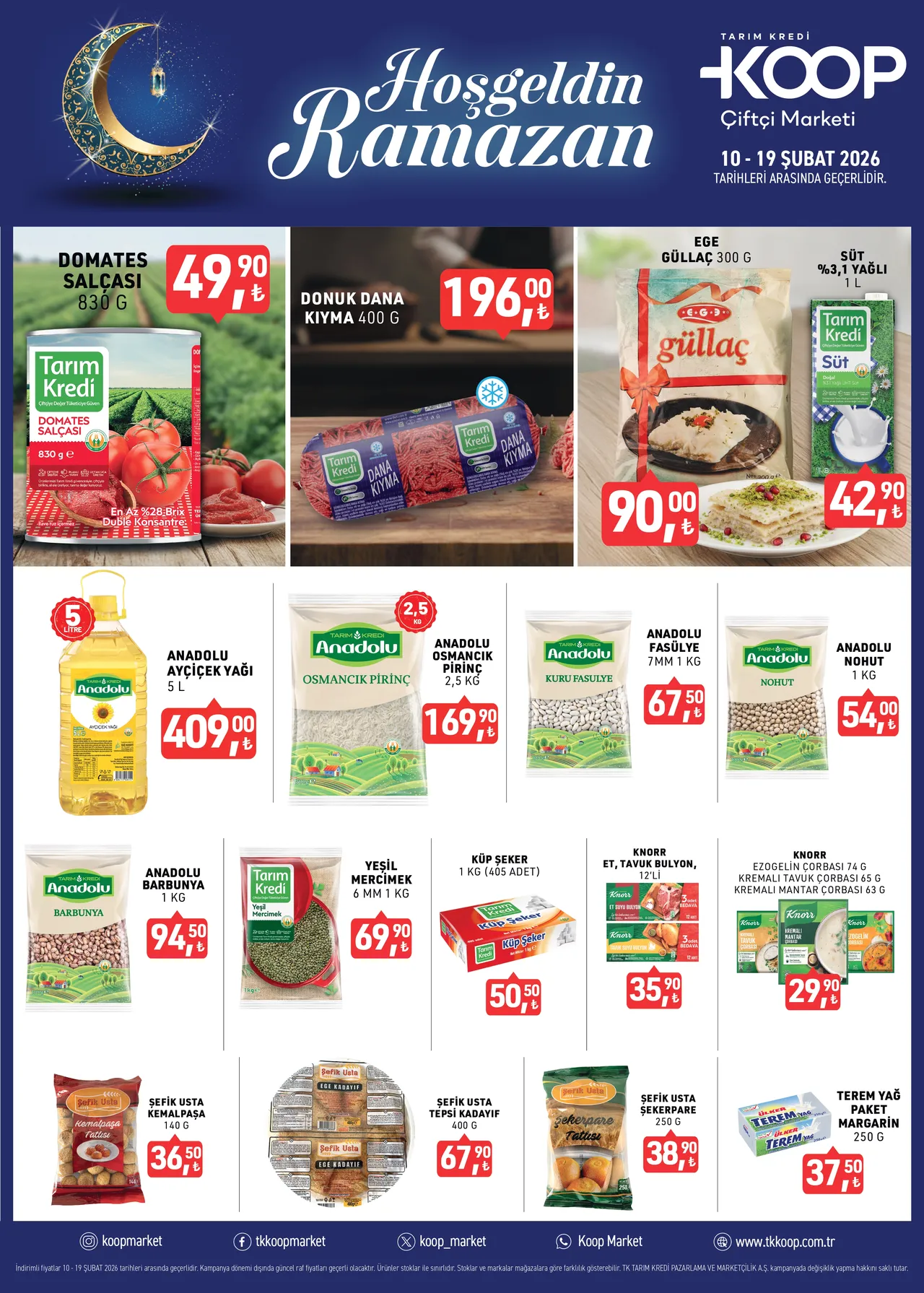 Tarım Kredi Kooperatifi Market indirimi 10-19 Şubat! Ramazan'a özel afişi paylaşıldı