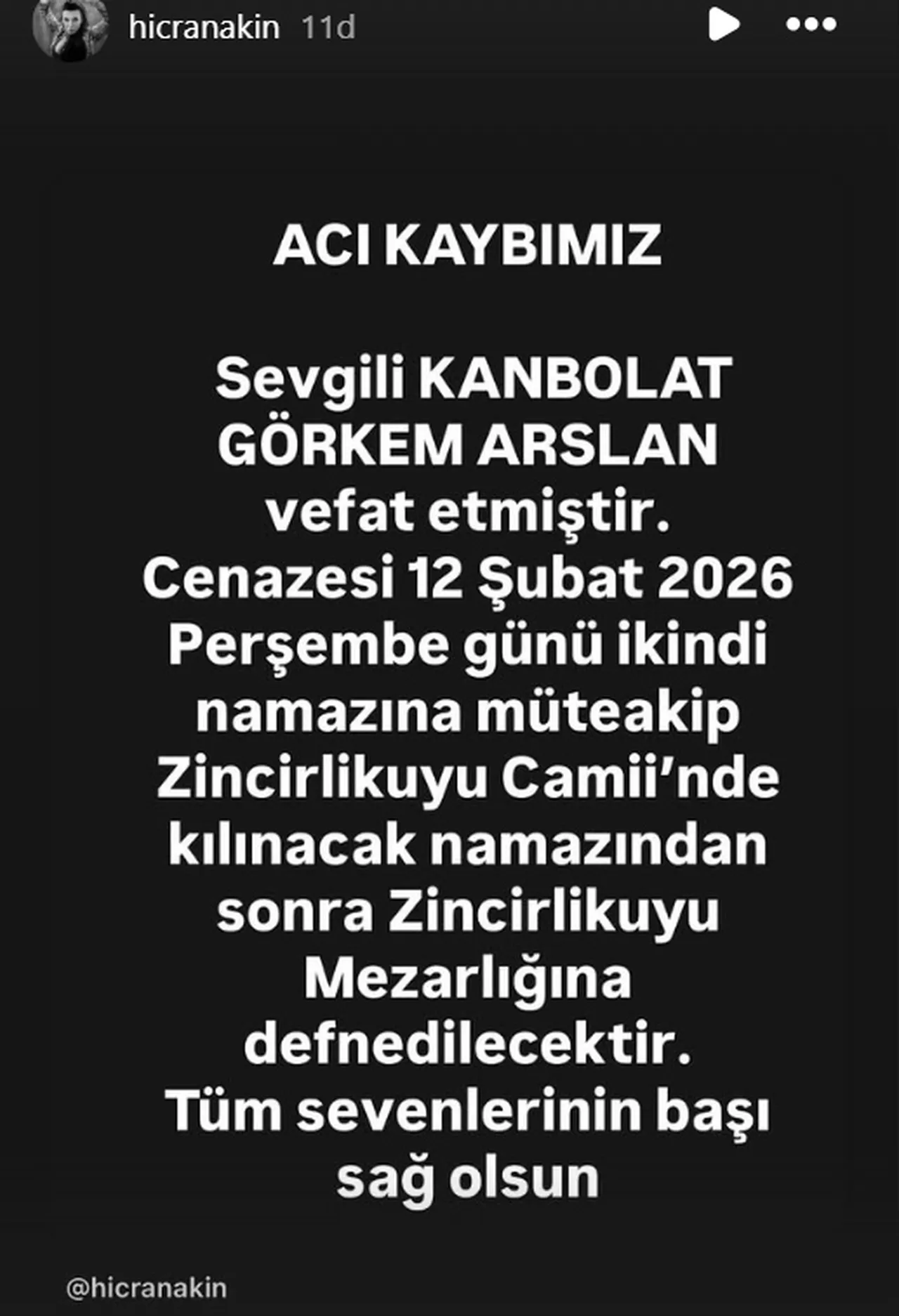 Kanbolat Görkem Arslan'ın cenaze programı belli oldu! Eşi detayları paylaştı